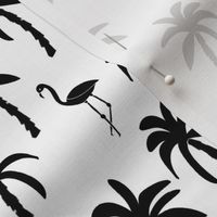 palm tree fabric // flamingo summer tropical print - black and white