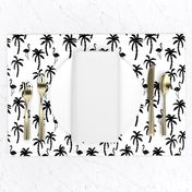 palm tree fabric // flamingo summer tropical print - black and white