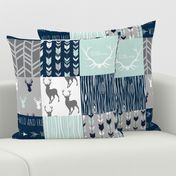 Patchwork Deer in White, mint,navy, grey-