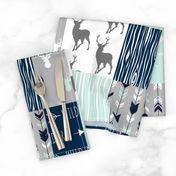 Patchwork Deer in White, mint,navy, grey-