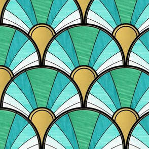 Green Fan Fabric, Wallpaper and Home Decor | Spoonflower