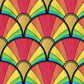 Flowing Rainbow Art Deco Fan