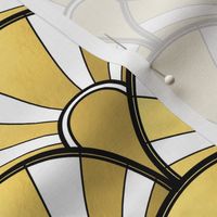 Art Deco Fan in Gold, White and Black.