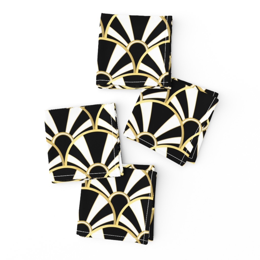 Art Deco Fan in Black, White and Gold