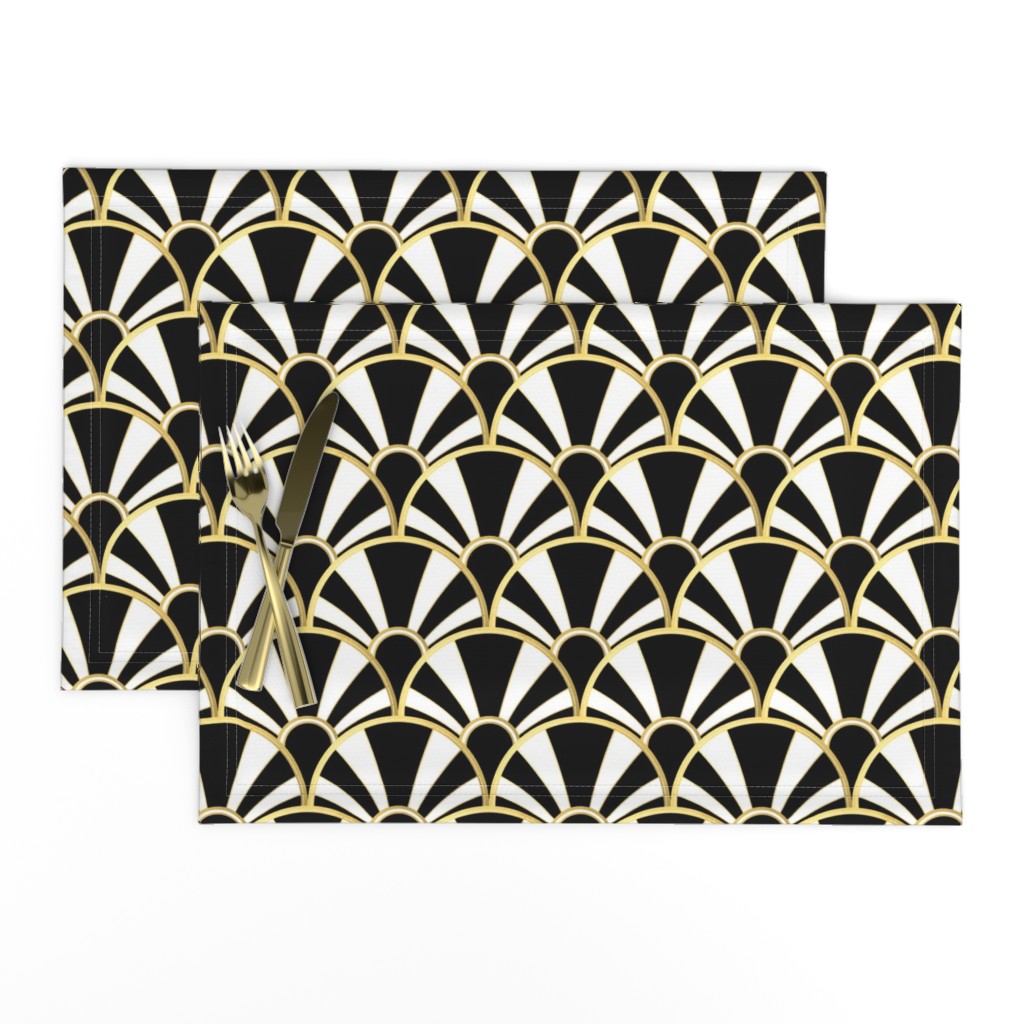 Art Deco Fan in Black, White and Gold