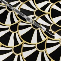 Art Deco Fan in Black, White and Gold