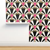 Art Deco Fan in Black, White and Magenta