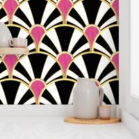 Art Deco Fan in Black, White and Magenta