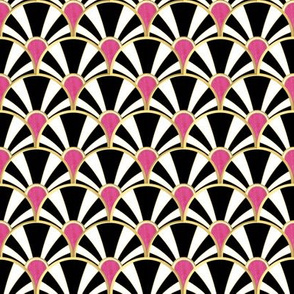 Art Deco Fan in Black, White and Magenta