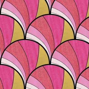 Warped Art Deco Fan in Gold and Pink Ombre