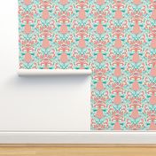 Ambrosia - Fruit Damask Pineapple Coral Aqua Cream