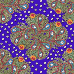 Floral Paisley on Royal Blue