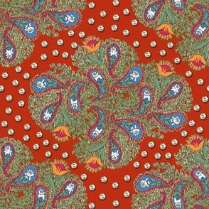 Floral Paisley on Red