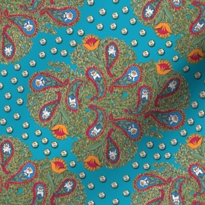 Floral Paisley on Turquoise
