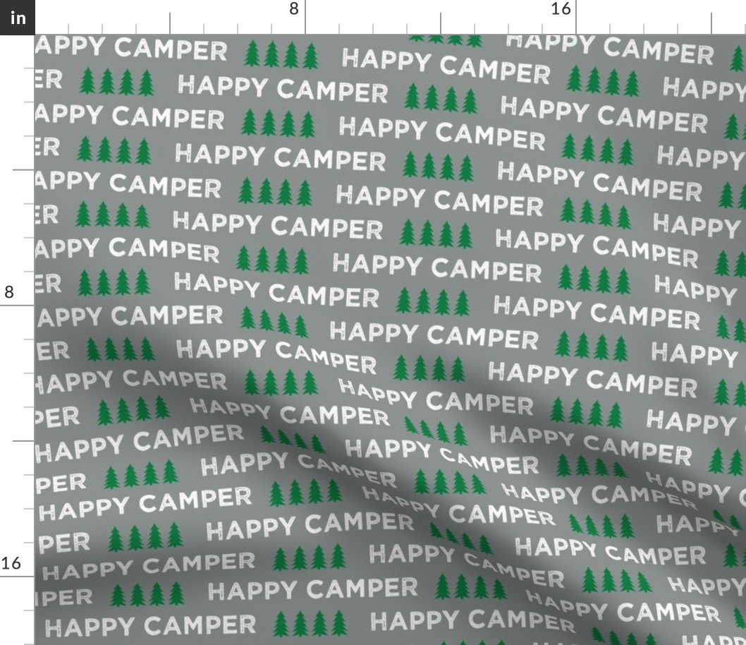 happy camper || dark grey and green