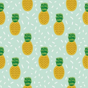 pineapple fabric mint tropical summer fruit fabric