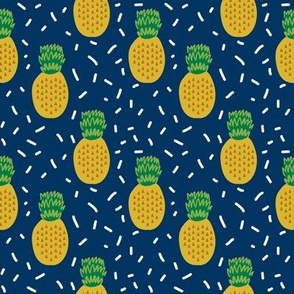 pineapple fabric navy tropical summer fruit fabric