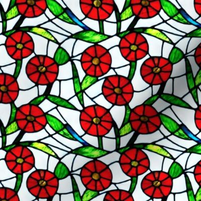 Red Flower Garden  Stained Glass