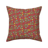 Allover Floral Paisley Yellow on Red
