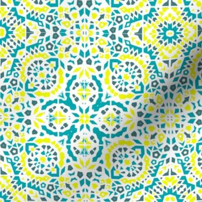 turquoise and yellow mosaic //summer   turquoise and yellow