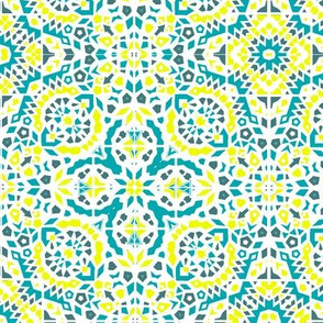 turquoise and yellow mosaic //summer   turquoise and yellow