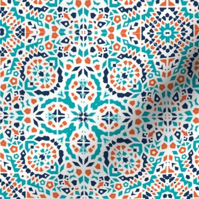 Marrakesh Bohemian teal, blue & rust mosaic