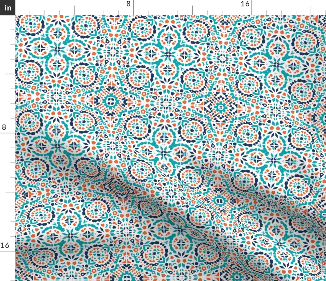 Marrakesh Bohemian teal, blue & rust mosaic