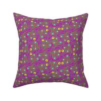 Allover Floral Paisley Yellow on Purple
