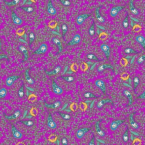 Allover Floral Paisley Purple on Purple