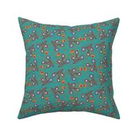 Allover Floral Paisley Red on Turquoise