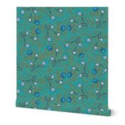 Allover Floral Paisley Turquoise on Turquoise