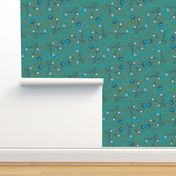 Allover Floral Paisley Turquoise on Turquoise