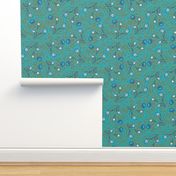 Allover Floral Paisley Turquoise on Turquoise