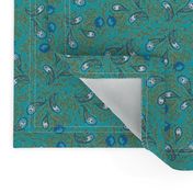 Allover Floral Paisley Turquoise on Turquoise