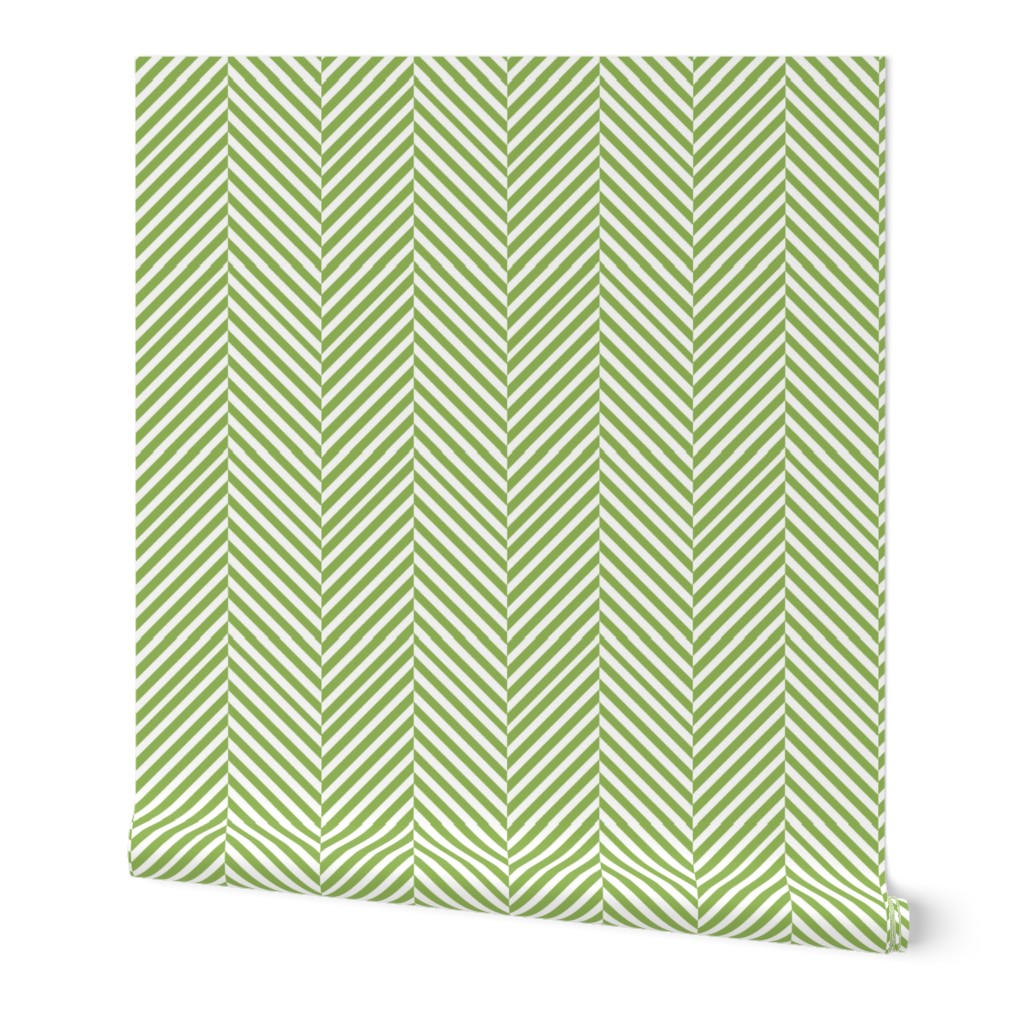 Avocado Green and white chevron