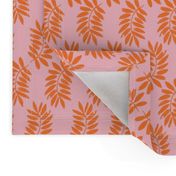 palms fabric // palm leaf tropical leaves fabric tropical fabric - pink and orange