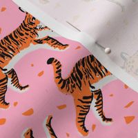 tigers fabric // tiger animal safari fabric andrea lauren - pink and orange