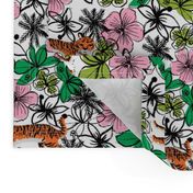 tropical tigers fabric // hibiscus palms palm plants summer print by andrea lauren - orange tiger