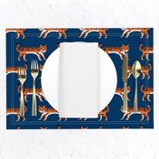 tiger fabric // tigers animals safari fabric - navy and orange