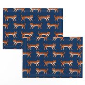 tiger fabric // tigers animals safari fabric - navy and orange