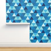 summer Blue triangle Hexagon cheater quilt