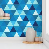 summer Blue triangle Hexagon cheater quilt