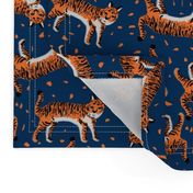 tigers fabric // tiger animal safari fabric andrea lauren - orange and navy