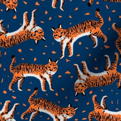 tigers fabric // tiger animal safari fabric andrea lauren - orange and navy