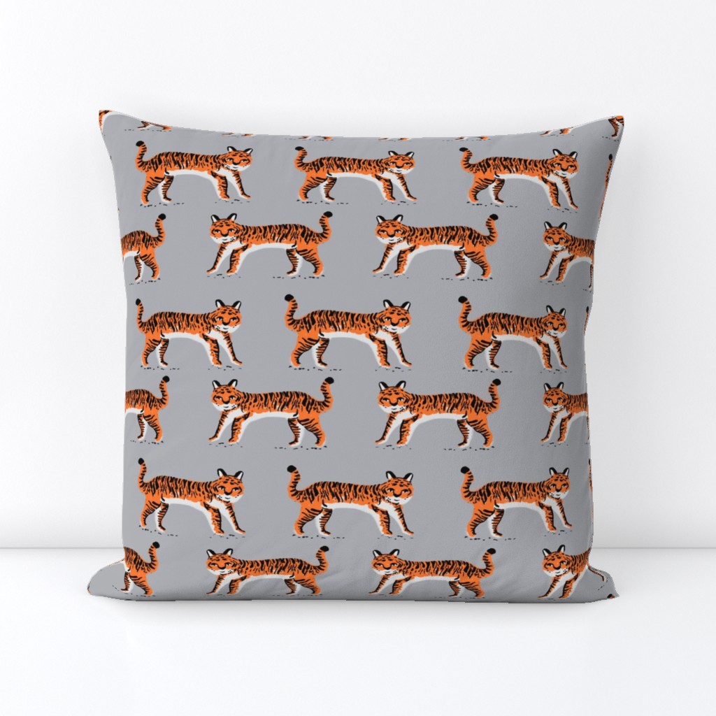 tiger fabric // tigers animals safari fabric - orange tigers