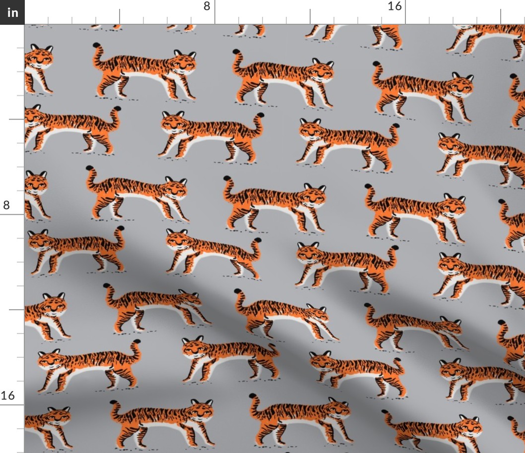 tiger fabric // tigers animals safari fabric - orange tigers