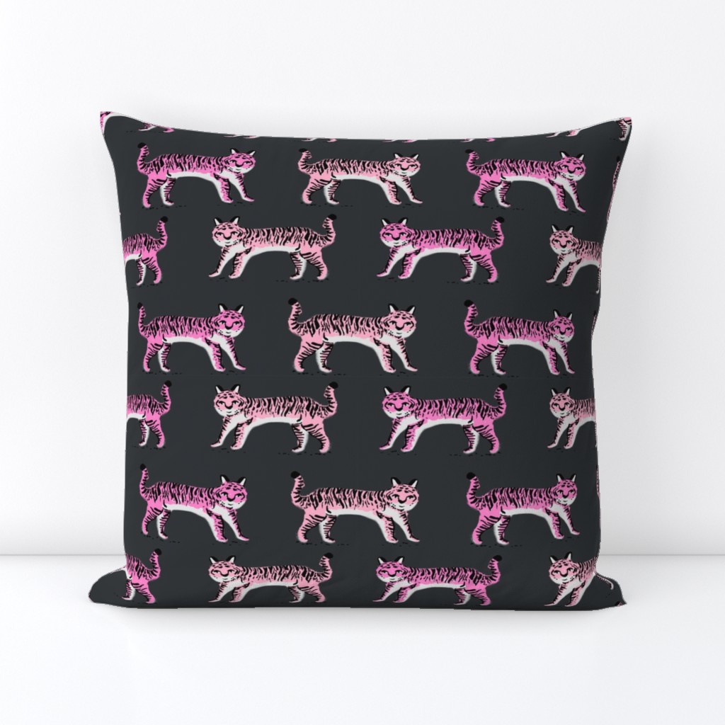 tiger fabric // tigers animals safari fabric - pink tigers