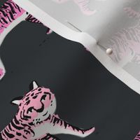 tiger fabric // tigers animals safari fabric - pink tigers