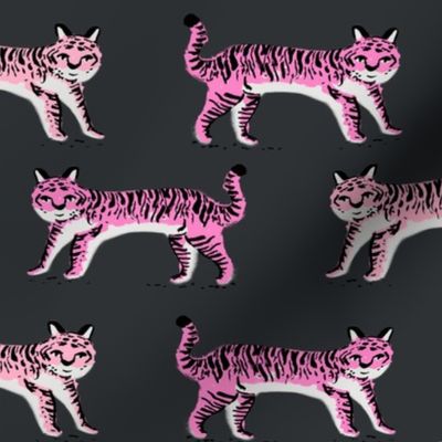 tiger fabric // tigers animals safari fabric - pink tigers