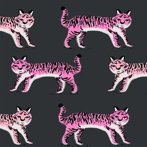 tiger fabric // tigers animals safari fabric - pink tigers